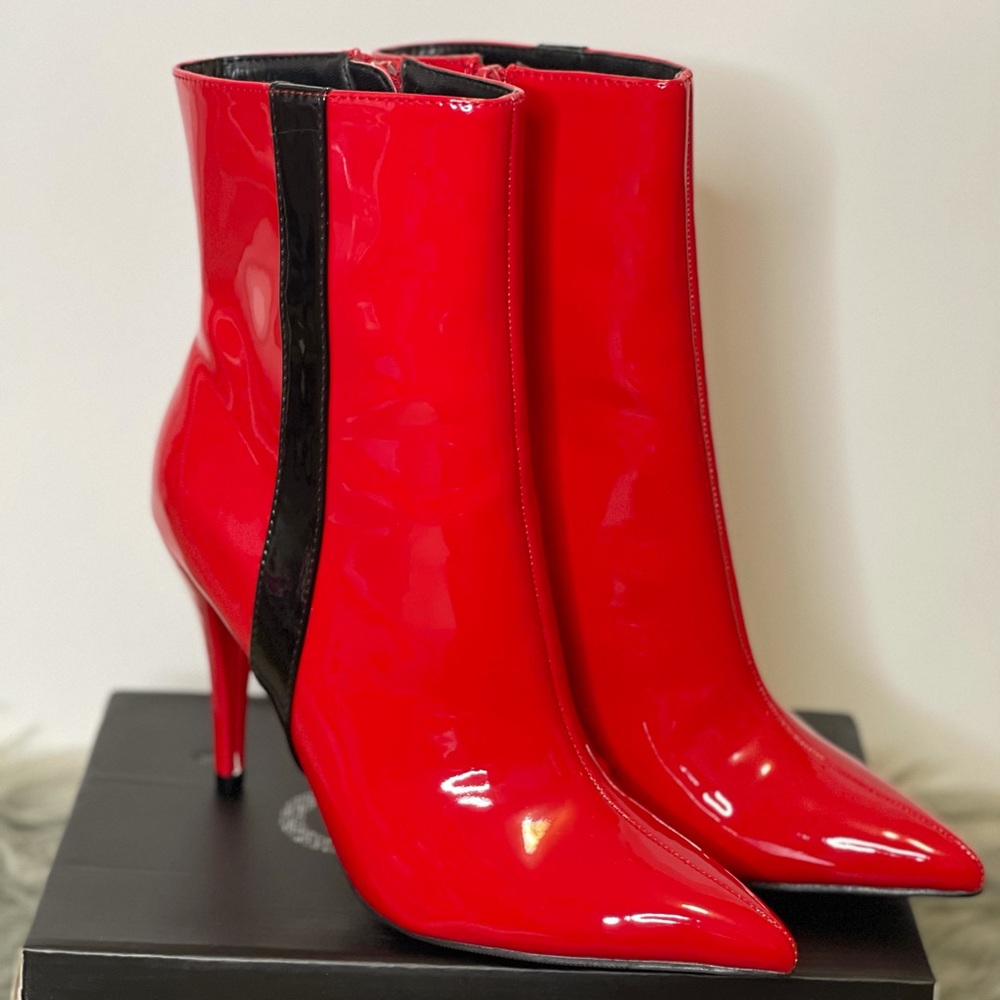 Red Patent Ankle Bootie